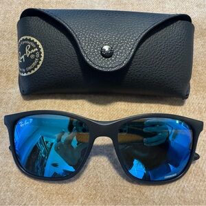 Ray-Ban Chromance Black Frames with Reflective Blue Lenses NWOT